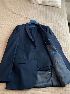 Boys Navy Three-Piece Suit Blazer